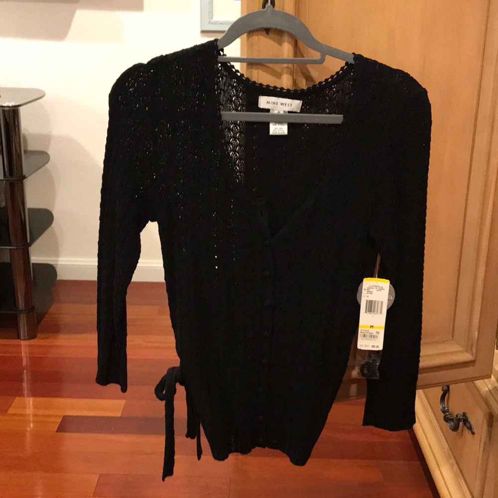 Black Nine West sweater with dainty belt